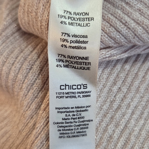 Chico's Light Pink Women's Crew Neck Sweater With Gold Shimmer Size 1 - Picture 4 of 5